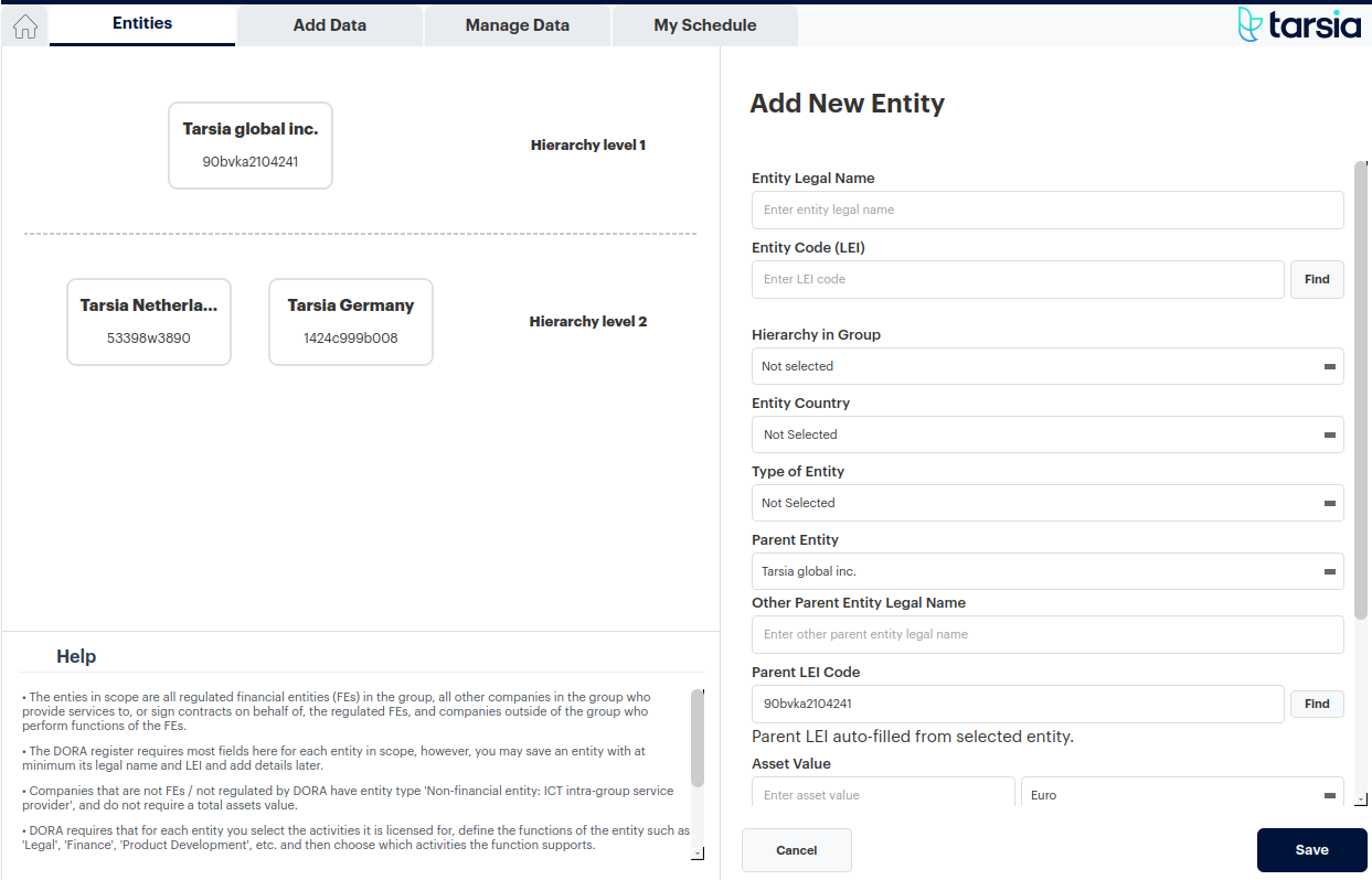 Entity Management Interface